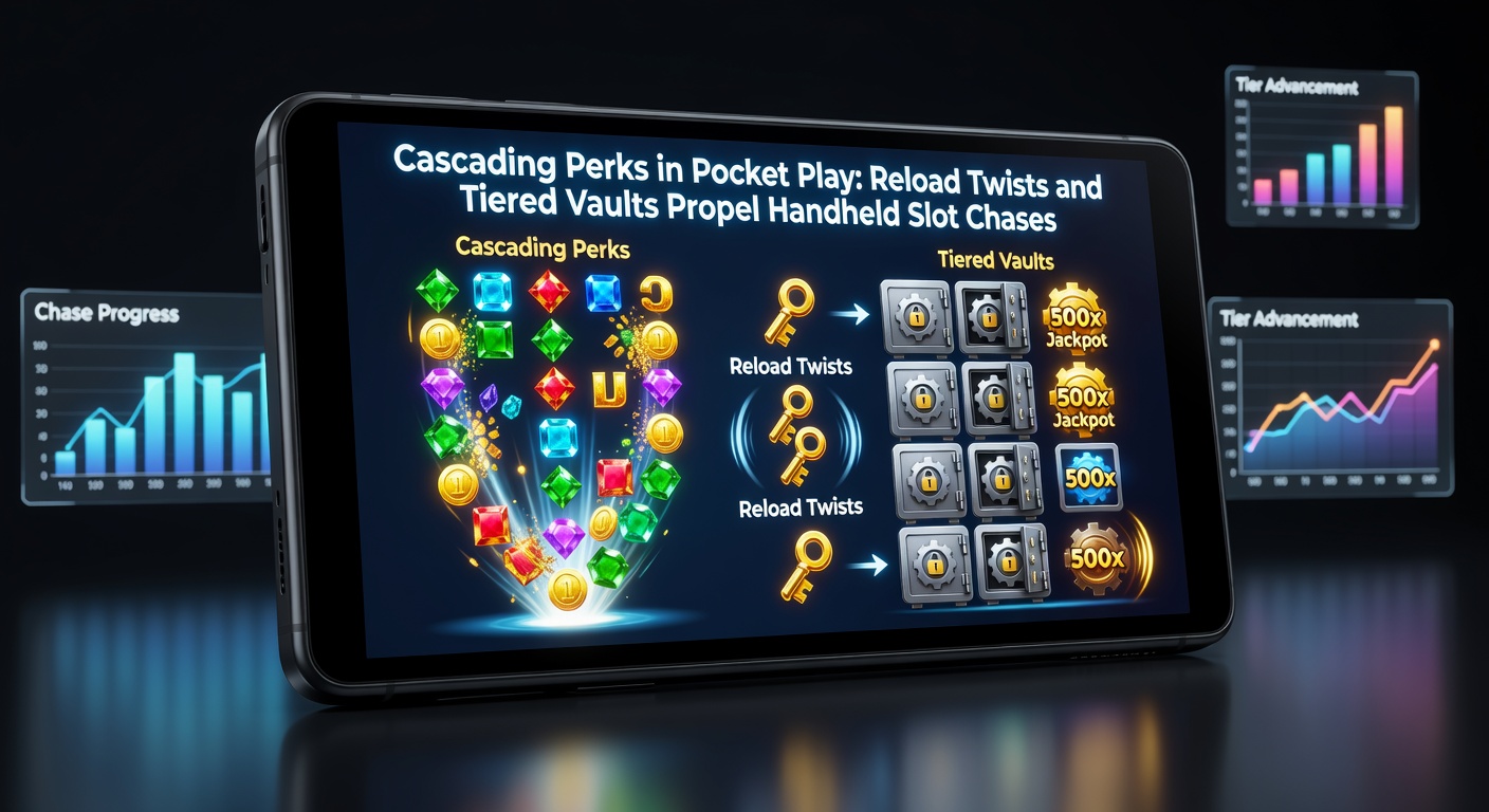 Illustration of tiered loyalty vaults filling with glowing coins and jackpot symbols on a mobile interface, showing progression from bronze to diamond levels