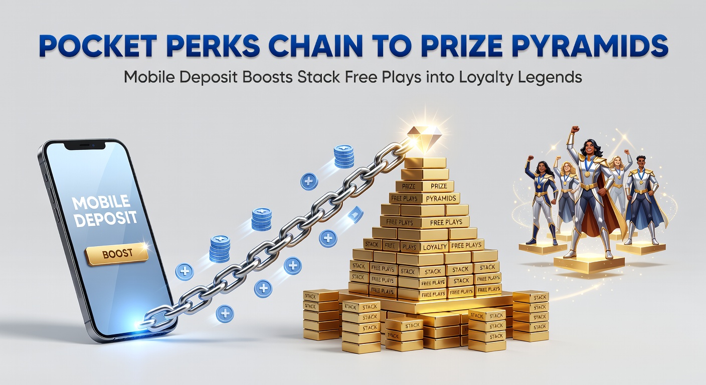 Vibrant mobile slot interface showing cascading deposit bonuses stacking free spins into a towering loyalty pyramid structure