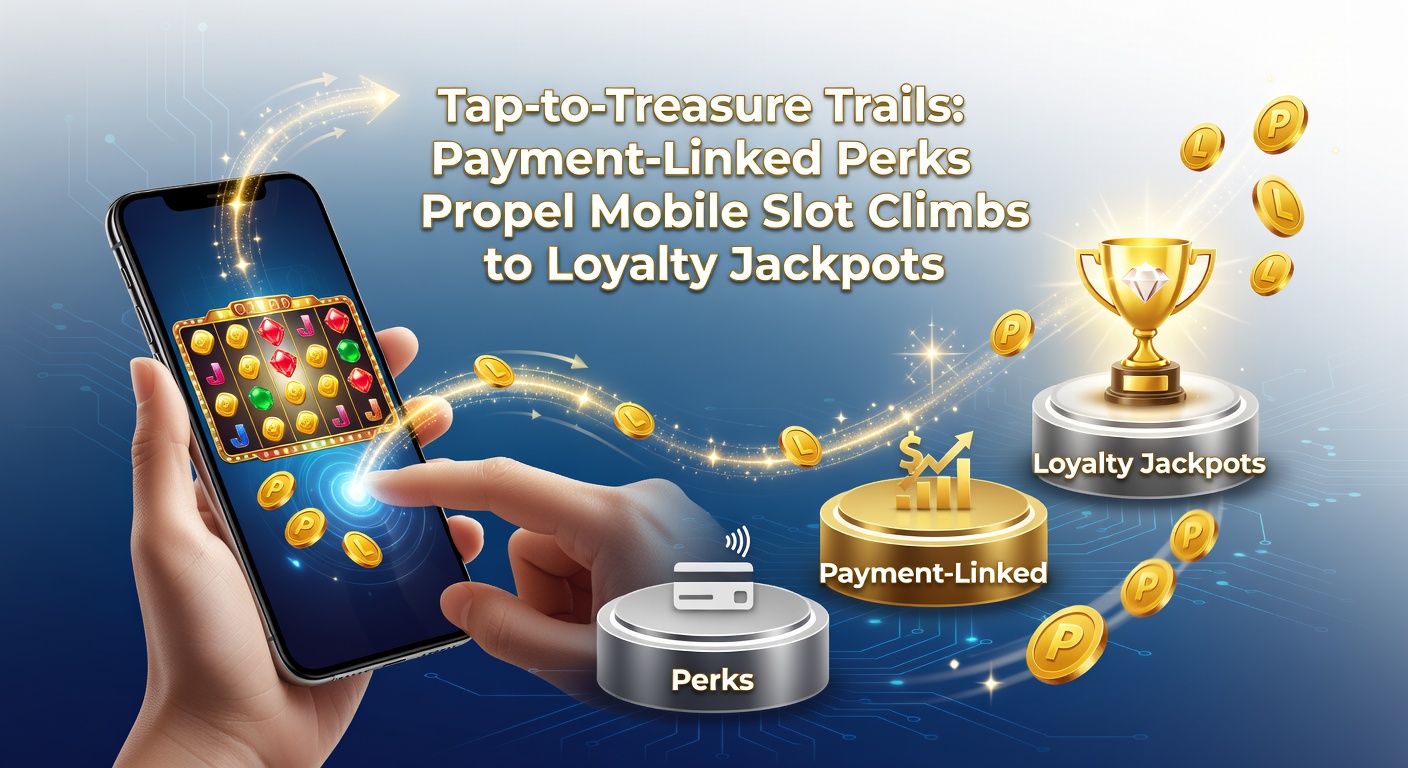 Vibrant mobile slot screen showing a treasure trail map with glowing payment icons leading to jackpot vaults