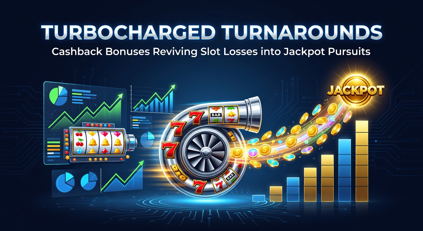Dynamic graphic of cashback coins pouring into a glowing jackpot meter on a mobile slot interface, symbolizing loss revival